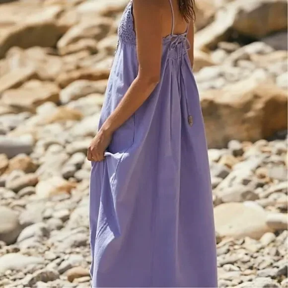 New Free People - XL - Crochet Lovey Maxi Dress In Periwinkle - Picture 3 of 7